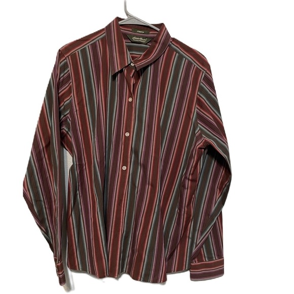 Eddie Bauer Wrinkle Resistant Striped Longsleeve Button Down Blouse​​ - Picture 1 of 5